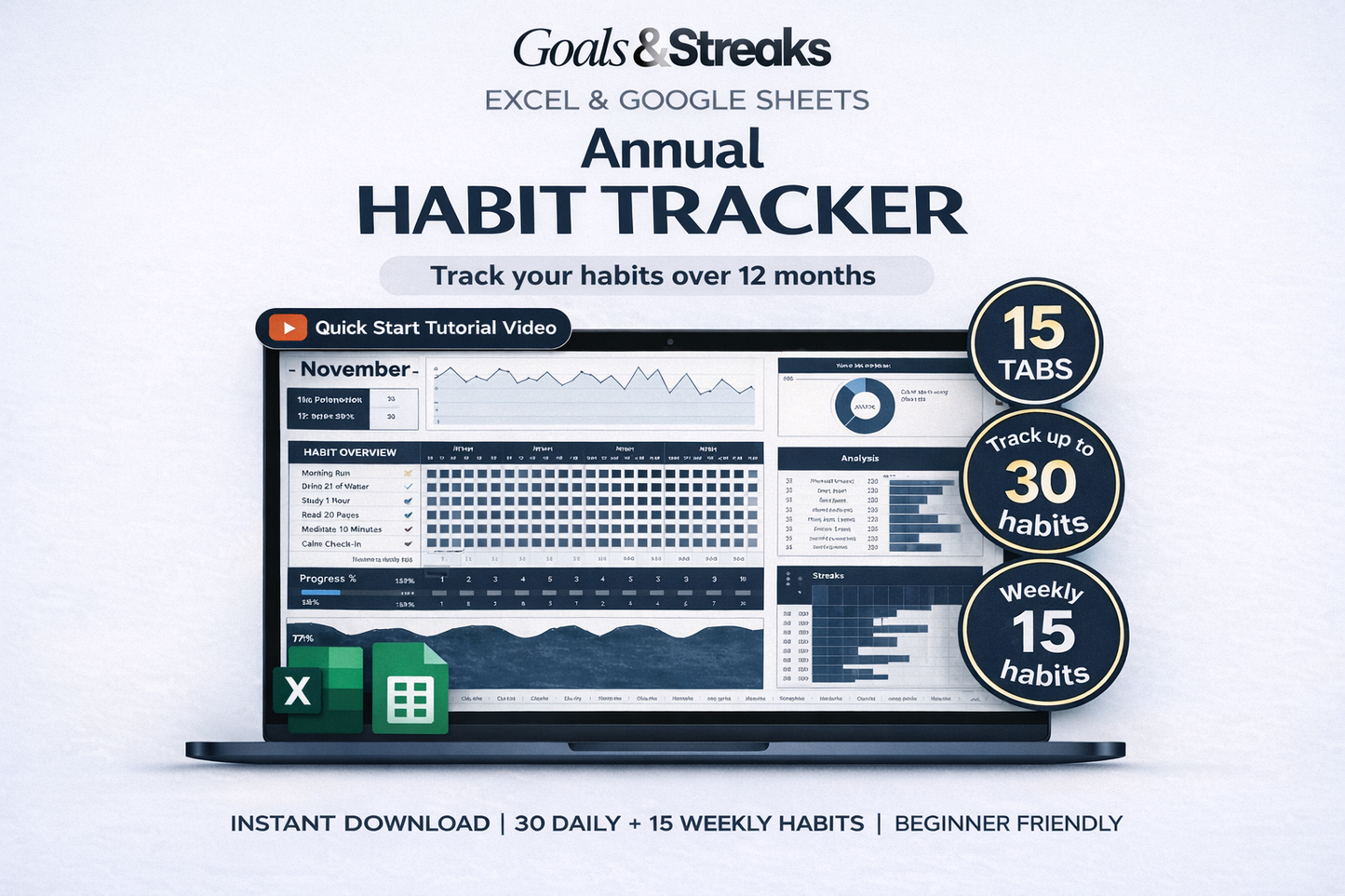 Goals & Streaks-Habit Tracker Template